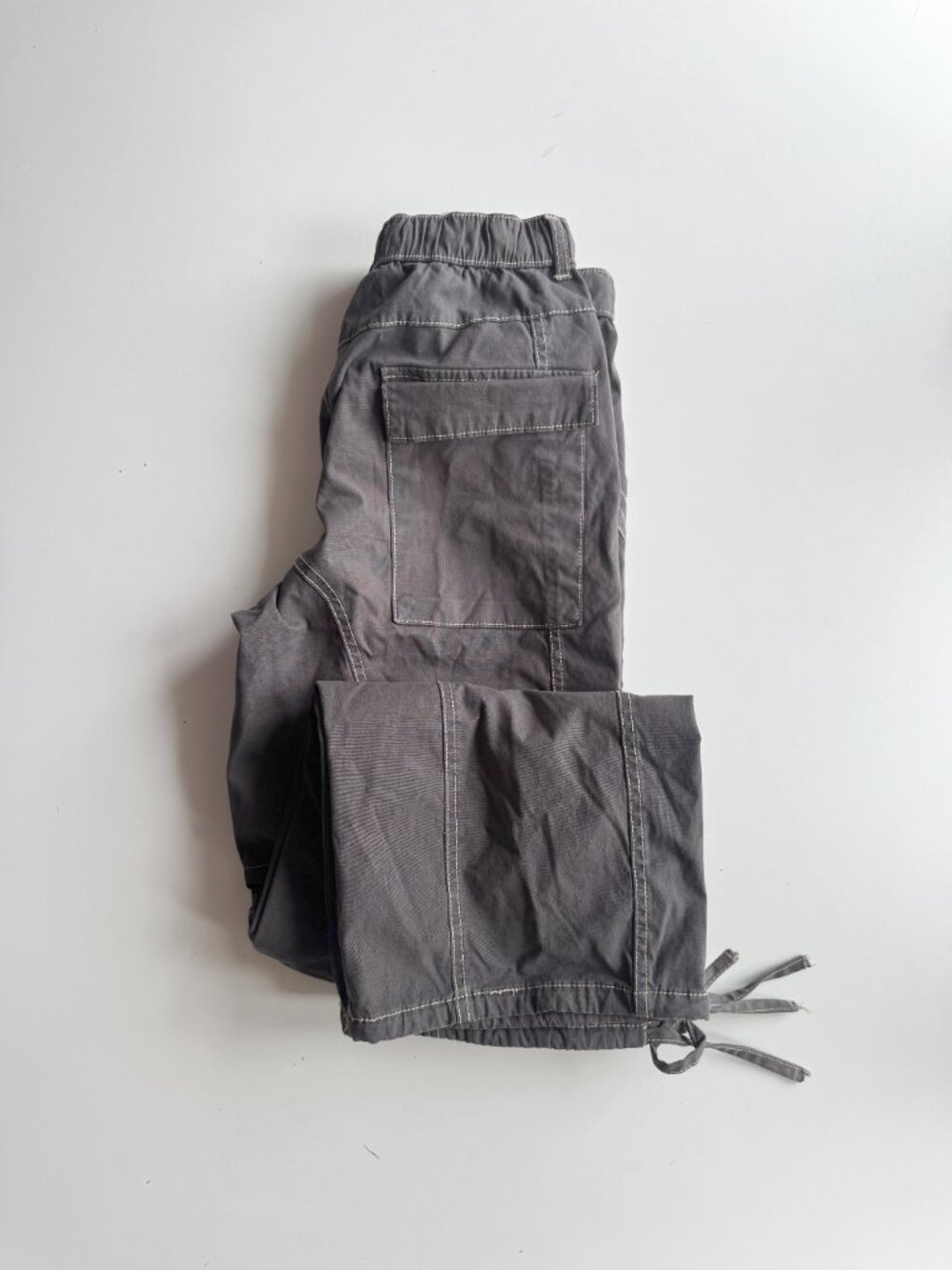 ZARA Taupe Grey Stretch Cotton Twill Cinch Hems Utility Cargo Jeans, Size 2